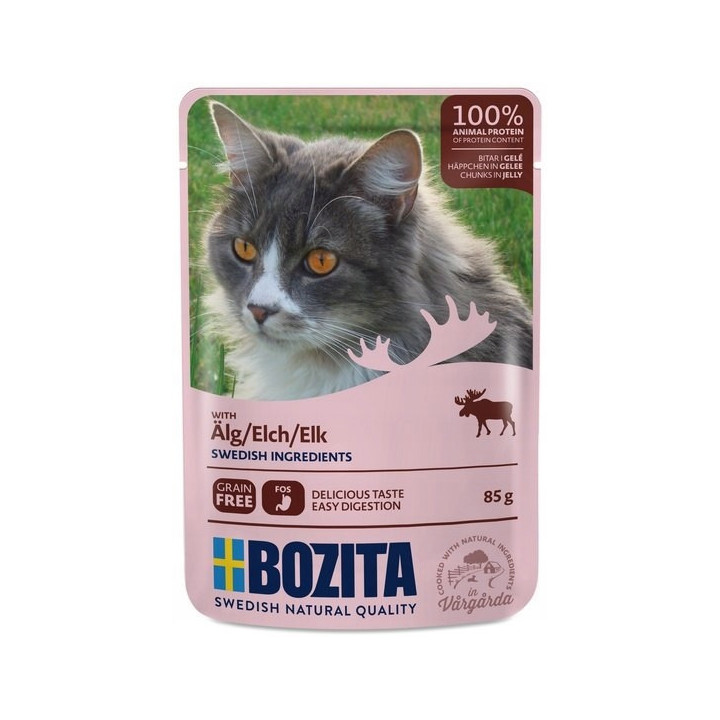 BOZITA MOKRA KARMA DLA KOTA Z ŁOSIEM SASZETKA W GALARECIE 85G