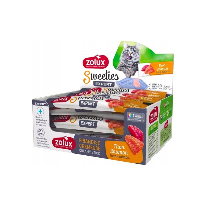 ZOLUX Sweeties kremowy przysmak DLA KOTA z tuńczykiem i łososiem 14g