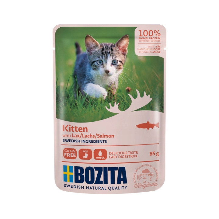 Bozita Kitten łosoś w Sosie 85g Bez zbóż dla kociąt i kotek 6 saszetek