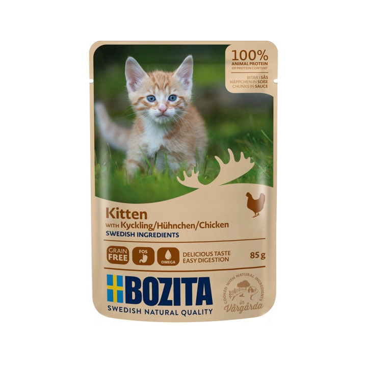 Bozita karma mokra dla kociąt i kotek Kitten Kurczak w sosie 85g natur