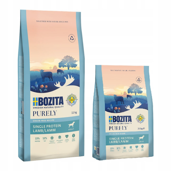 Bozita Purely Jagnięcina 11 kg Bezzbożowa Hipoalergiczna + GRATIS SNACK