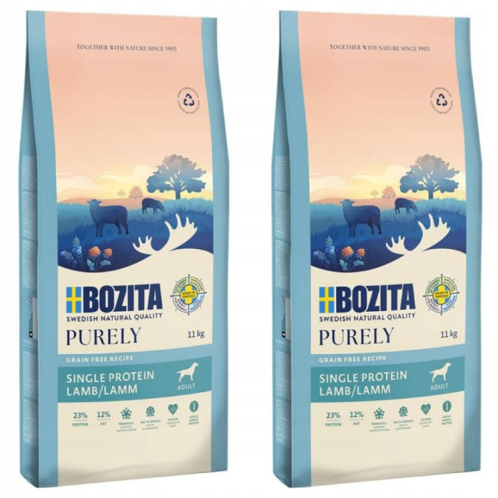 Bozita Purely Lamb 11kg Single Protein Bezzbożowa karma dla psa ZESTAW x2