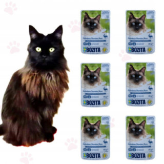BOZITA MOKRA KARMA DLA KOTA Z RENIFEREM SASZETKA W SOSIE 85G 6 szt