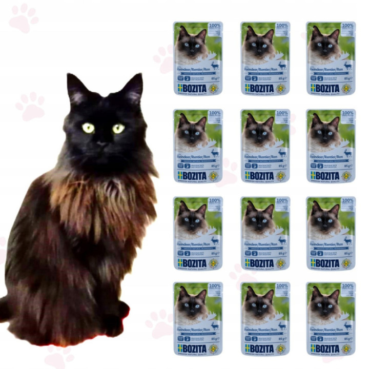 BOZITA MOKRA KARMA DLA KOTA Z RENIFEREM SASZETKA W SOSIE 85G 12 szt