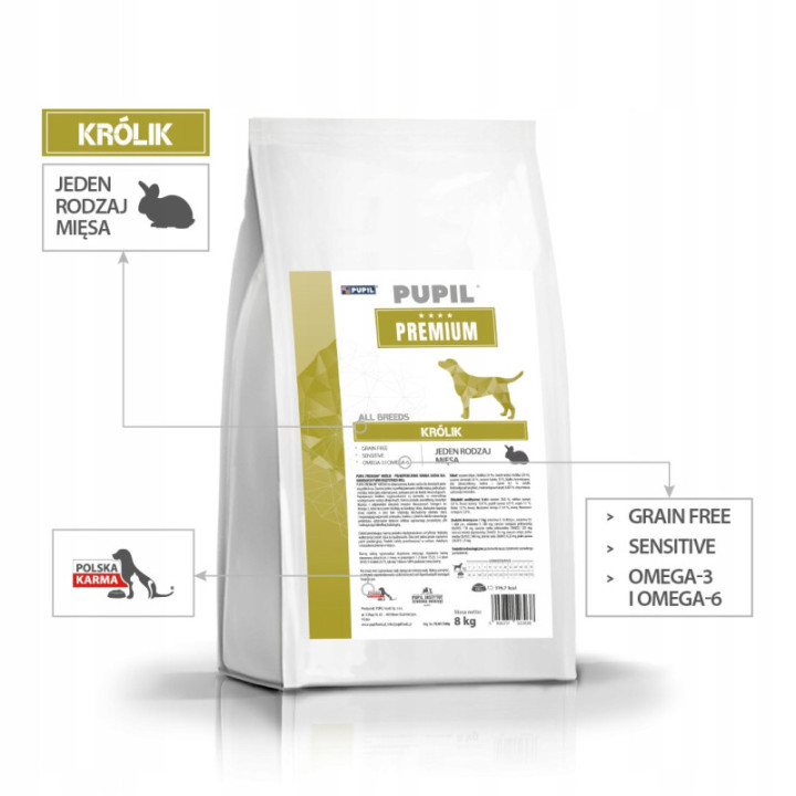 PUPIL karma sucha dla psa królik 8 kg