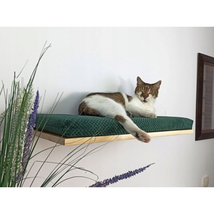 Półka ścienna dla kota wisząca PŁASKA 60 cm SH-F-60 nowoczesna