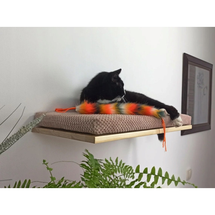 Półka ścienna dla kota wisząca PŁASKA 60 cm SH-F-60 nowoczesna
