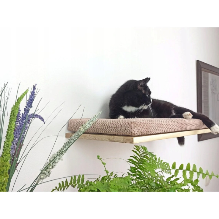 Półka ścienna dla kota wisząca PŁASKA 75 cm SH-F75 nowoczesna