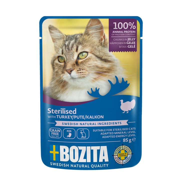 Bozita karma mokra dla kota INDOOR STERILISED indyk w galaretce 85 g