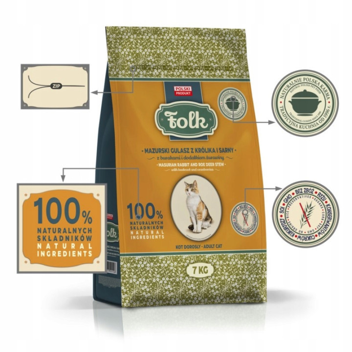 Sucha karma dla kota Folk królik i sarna 7kg