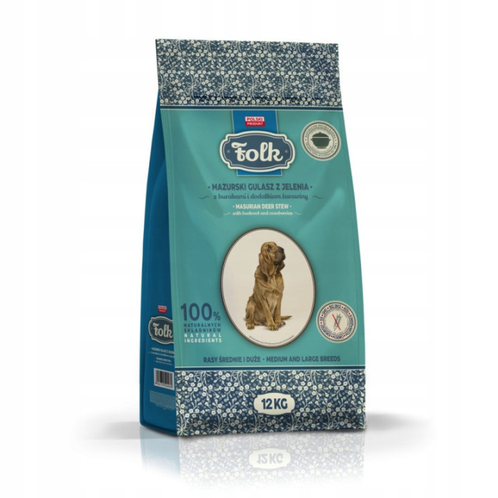 Karma sucha dla dużych psów FOLK jeleń dla dużych ras 12 kg