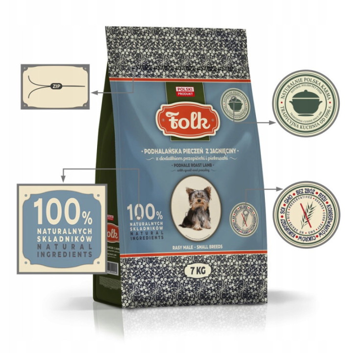 Karma dla małego psa FOLK PODHALE Jagnięcina 7kg