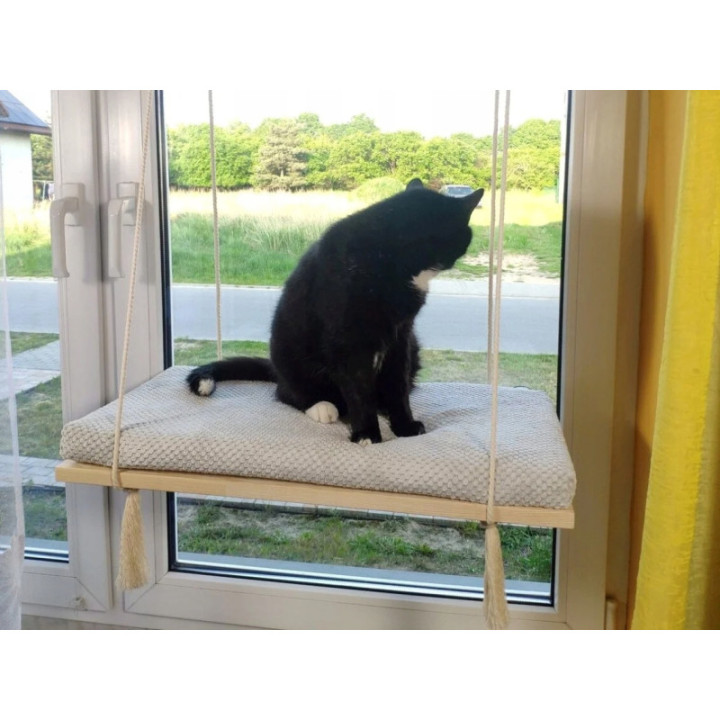 Legowisko wiszące na okno dla kota PŁASKIE nowoczesne 60 cm SH-F-60G