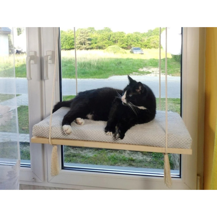 Legowisko wiszące na okno dla kota PŁASKIE nowoczesne 75 cm SH-F-75G