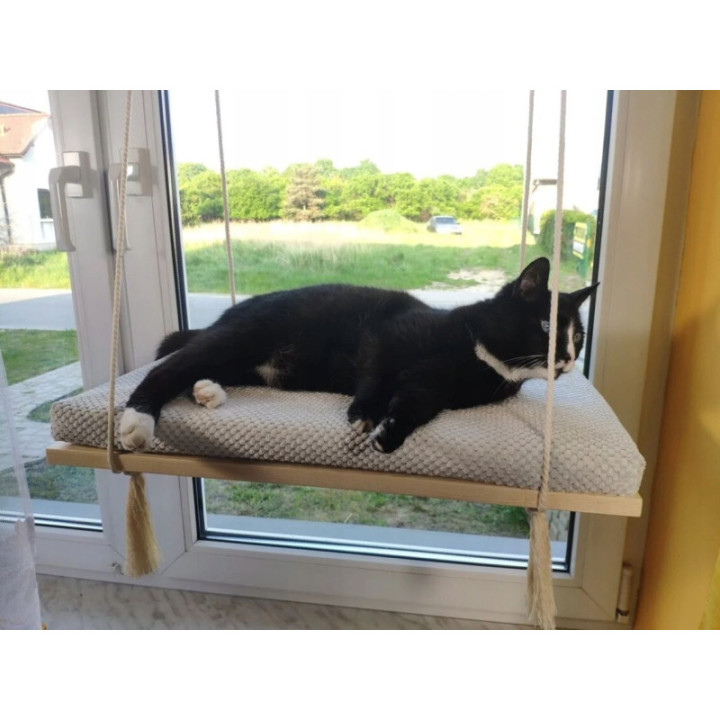 Legowisko wiszące na okno dla kota PŁASKIE nowoczesne 75 cm SH-F-75G