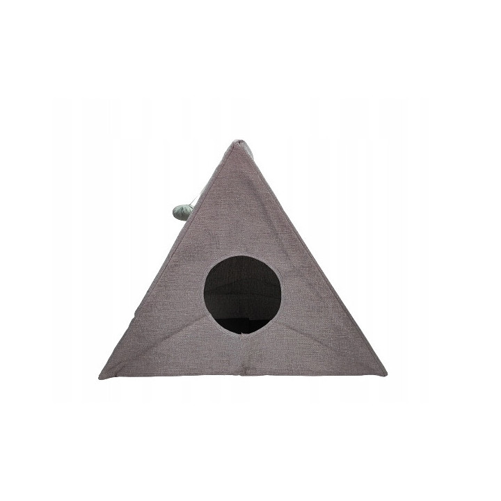 Domek dla kota z drapakiem i piłką miętowy szary Zabawka i legowisko