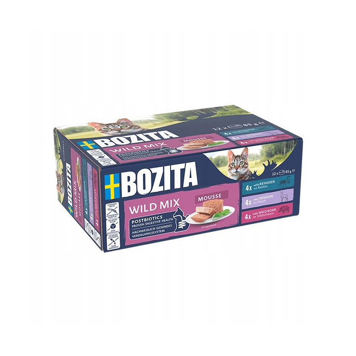 Bozita Mus dla kota MIX WILD renifer dziczyzna dzik bez zbóż 12x85g