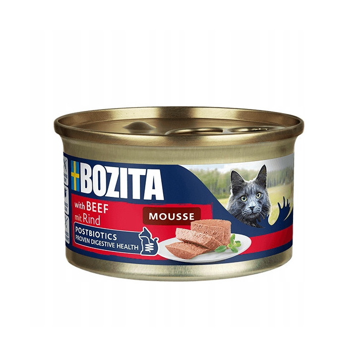 Bozita Mus dla kota MIX Kurczak Wołowina Indyk Bez zbóż Postbiotyki 12x85g