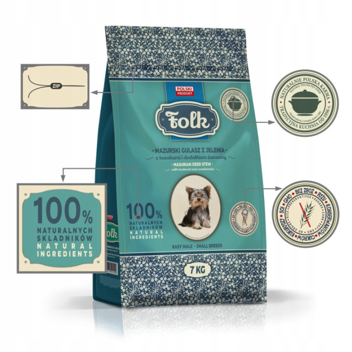 Karma dla małych ras FOLK Mini z Jelenia 7kg