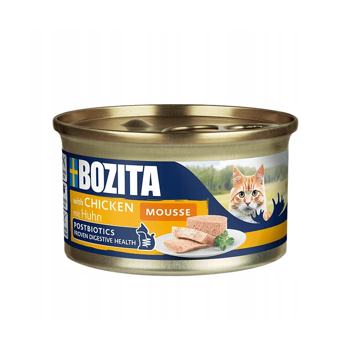 Bozita Mus dla kota MIX Kurczak Wołowina Indyk Bez zbóż Postbiotyki 12x85g