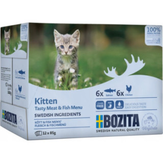 BOZITA Kitten multibox 12x85g SASZETKI Łosoś Kurczak mokra karma bez zbóż