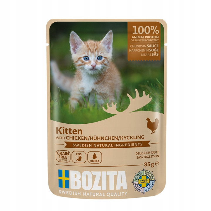 BOZITA Kitten multibox 12x85g SASZETKI Łosoś Kurczak mokra karma bez zbóż