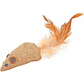 Zolux Myszka z piórkami dla kota zabawka dla kociaka trwała i miękka 4 cm