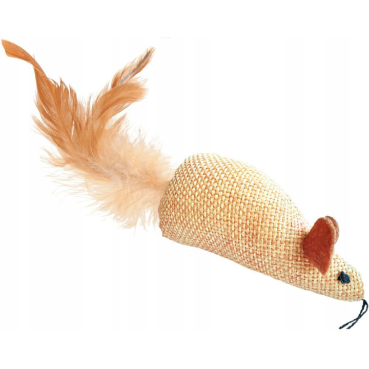 Zolux Myszka z piórkami dla kota zabawka dla kociaka trwała i miękka 4 cm