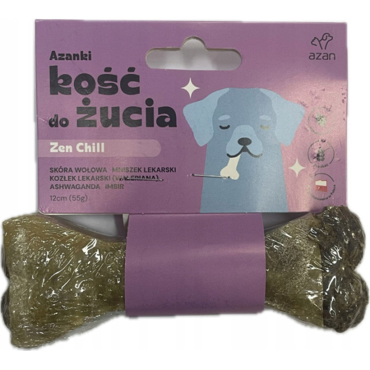 Azanki Kość do żucia ZEN CHILL Skóra wołowa, mniszek lekarski, kozłek 12cm