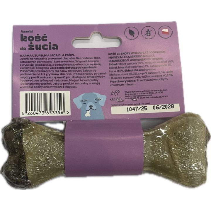 Azanki Kość do żucia ZEN CHILL Skóra wołowa, mniszek lekarski, kozłek 12cm
