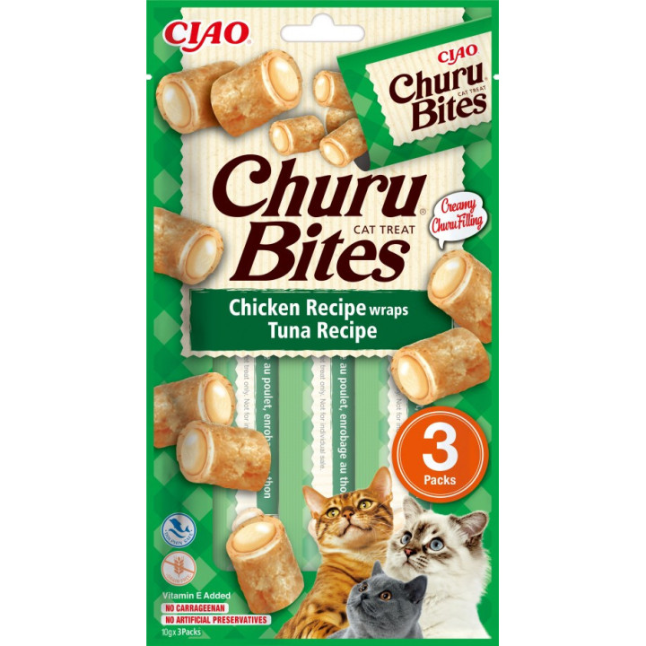 INABA CAT CHURU BITES CHICKEN TUNA kurczak i tuńczyk dla Kota 4x(3x10g)