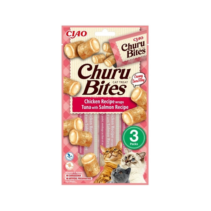 INABA CAT CHURU BITES CHICKEN WR.TUNA&SALMON Przysmak dla Kota 3x10g