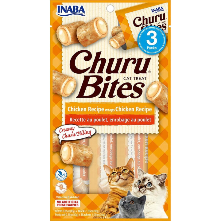 INABA CAT CHURU BITES CHICKEN Przysmak dla kota z kurczakiem 3x10g