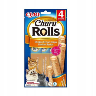 INABA CAT CHURU ROLLS CHICKEN Przysmak z Nadzieniem o Smaku Kurczaka 4x10g
