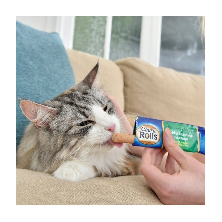 INABA CAT CHURU ROLLS CHICKEN Przysmak z Nadzieniem o Smaku Kurczaka 4x10g