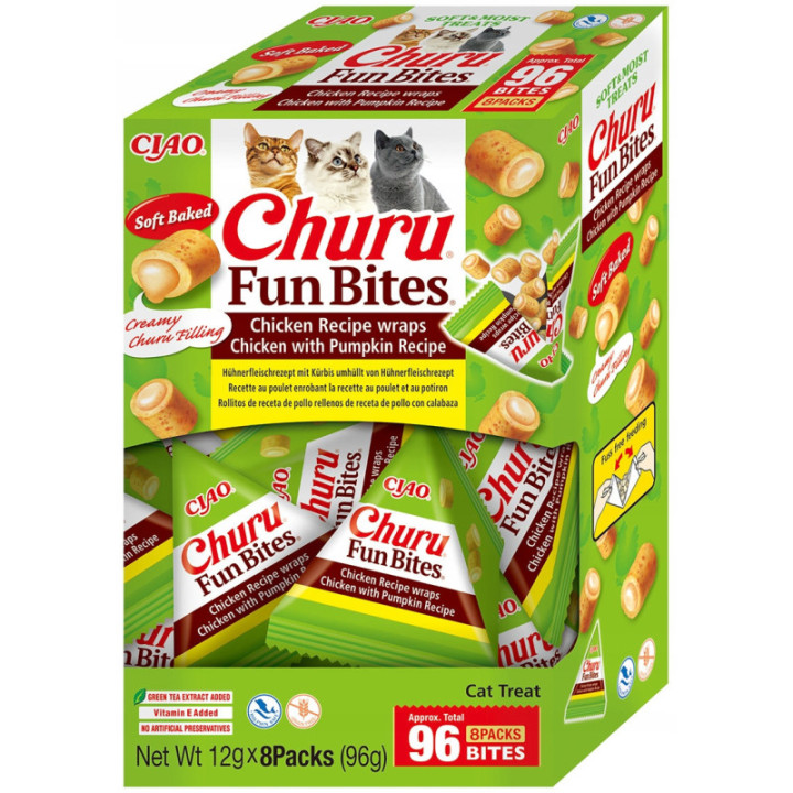 Inaba Cat Churu Fun Bites 8x12g Przysmak Dla Kota Z Kurczakiem I Dynią