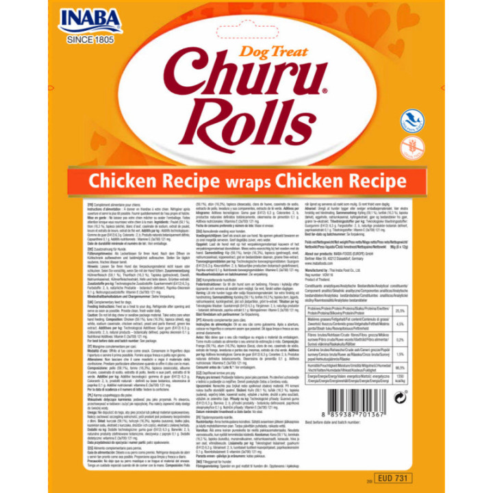 Inaba Dog Churu Rolls Kurczak 8x12g
