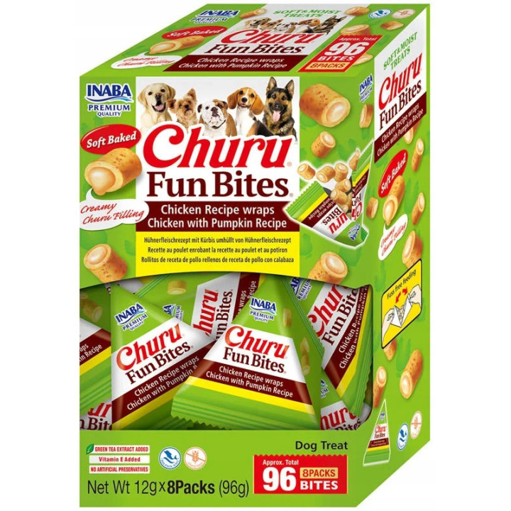 INABA DOG CHURU FUN BITES CHICK&PUMPKIN8x12g(96g)
