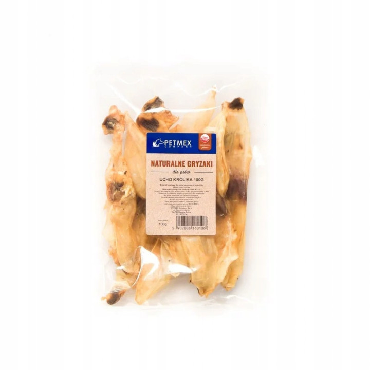 Naturalny Przysmak gryzak dla psa Suszone Ucho Uszy Królika bez skóry 500 g