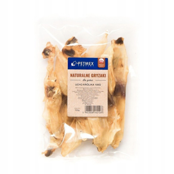 Naturalny Przysmak gryzak dla psa Suszone Ucho Uszy Królika bez skóry 500 g