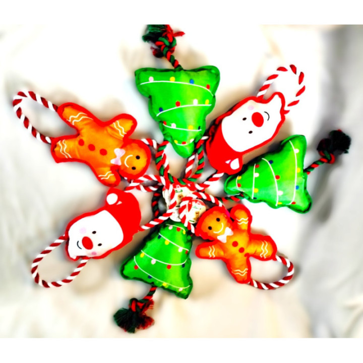 Świąteczny Szarpak dla psa CIASTEK śliczny wytrzymały 34 x 17 cm