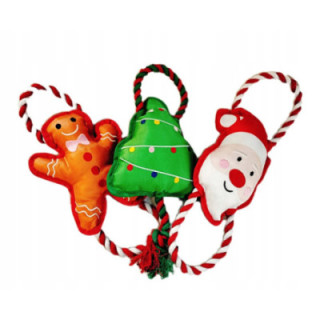 Świąteczny Szarpak dla psa MIKOŁAJ śliczny wytrzymały 34 x 17 cm