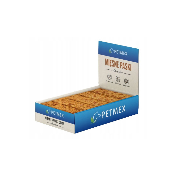 PETMEX Mięsne Paski Dzik 25 szt x20g/500g MEGABOX NATURALNY GRYZAK DLA PSA
